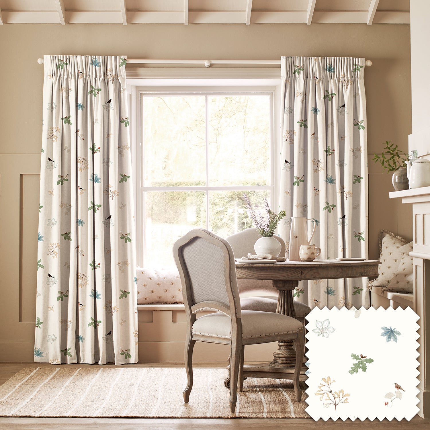 Orchard Birds Off White Made to Measure Curtains