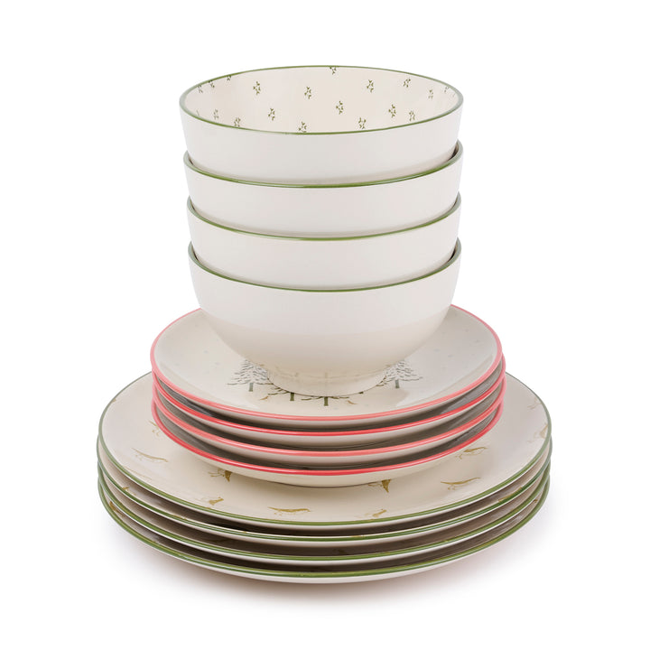 Robin Stoneware 12 Piece Dinner Set