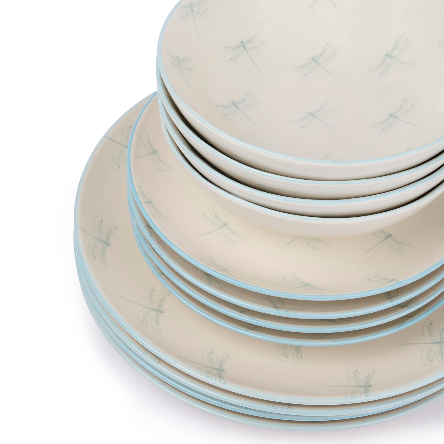 Dragonfly Stoneware 12 Piece Dinner Set