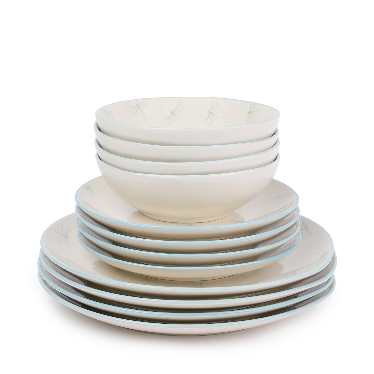 Dragonfly Stoneware 12 Piece Dinner Set