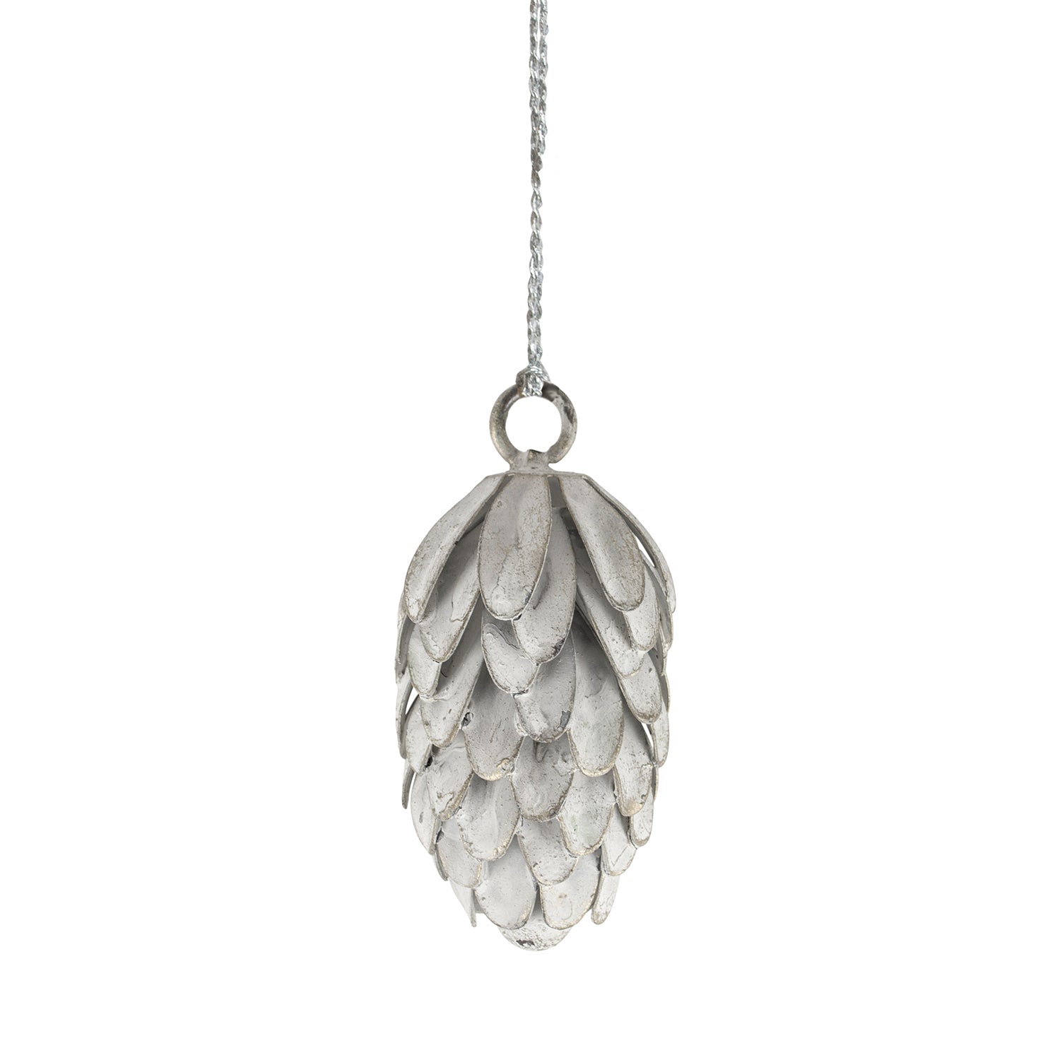 Vintage White Pinecone Bauble