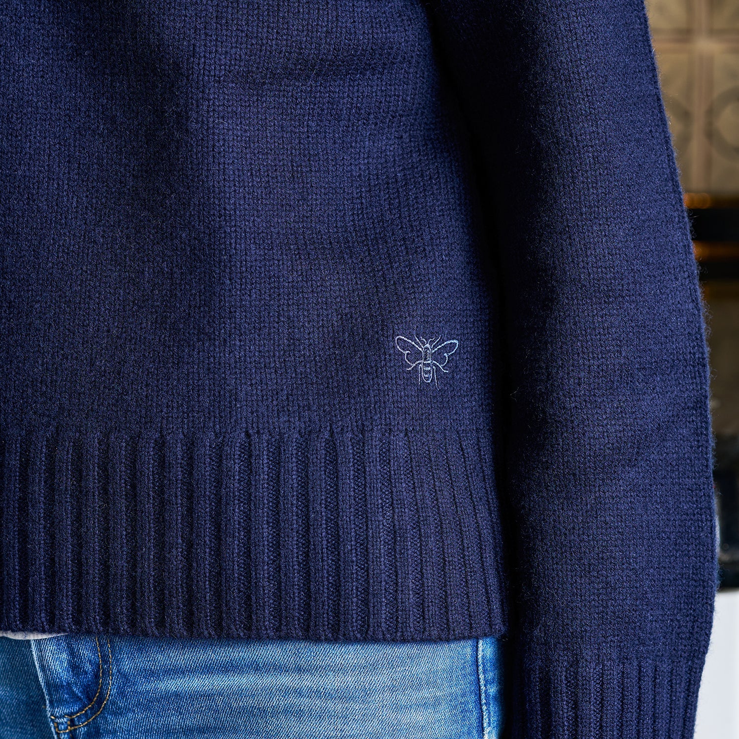 Bees Wool Cashmere Blend Jumper - Navy