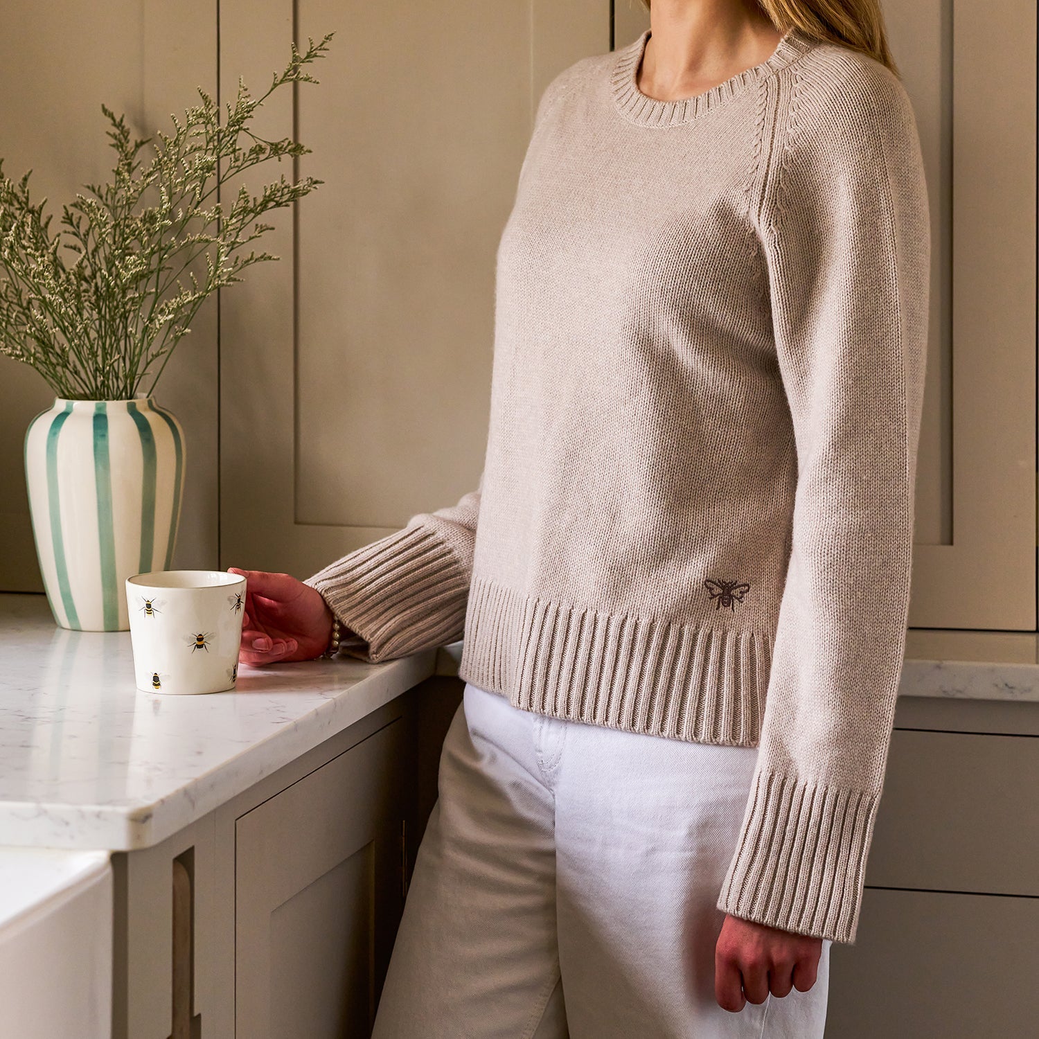 Bees Wool Cashmere Blend Jumper - Oatmeal