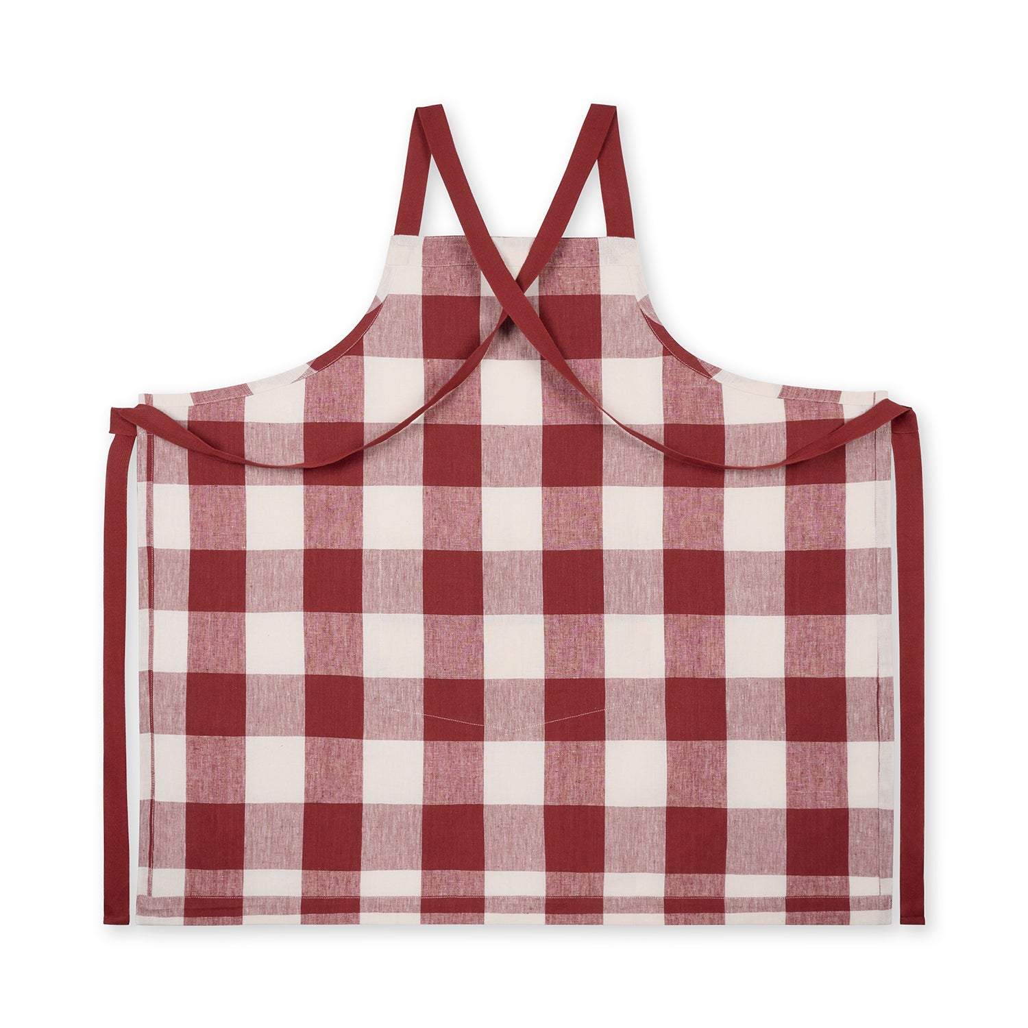 Rustic Red Gingham Linen Cross Back Apron