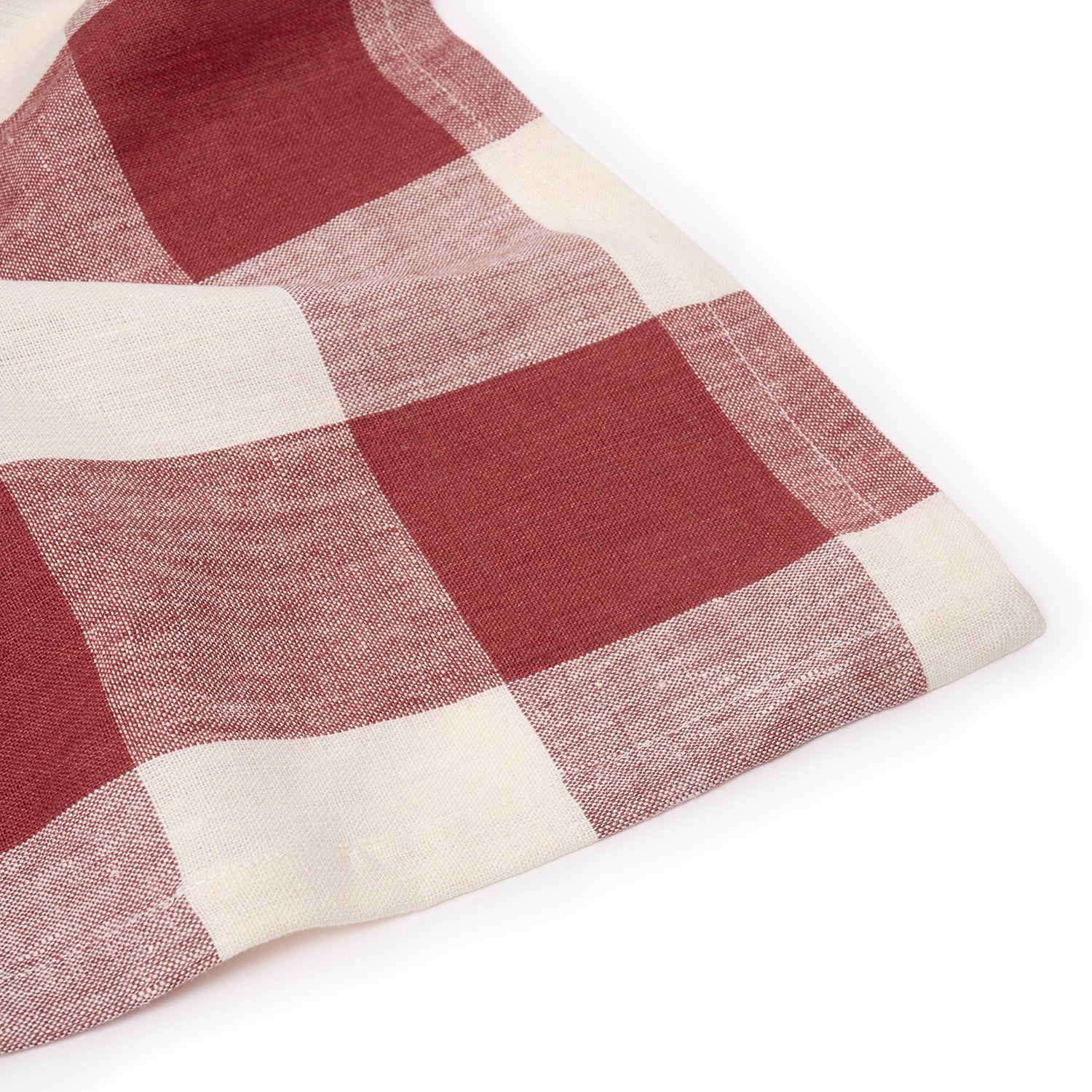 Rustic Red Gingham Linen Tablecloth