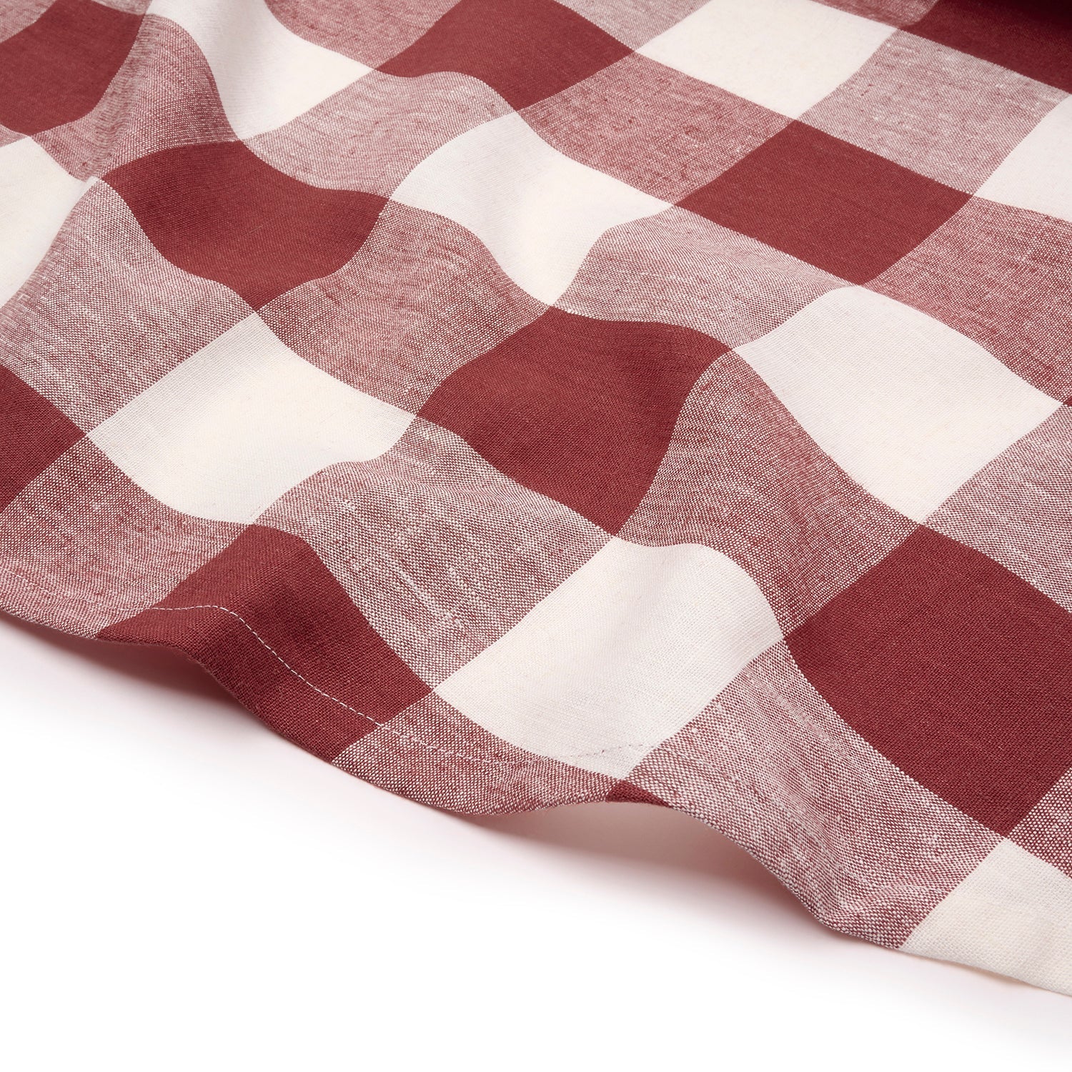 Rustic Red Gingham Round Linen Tablecloth