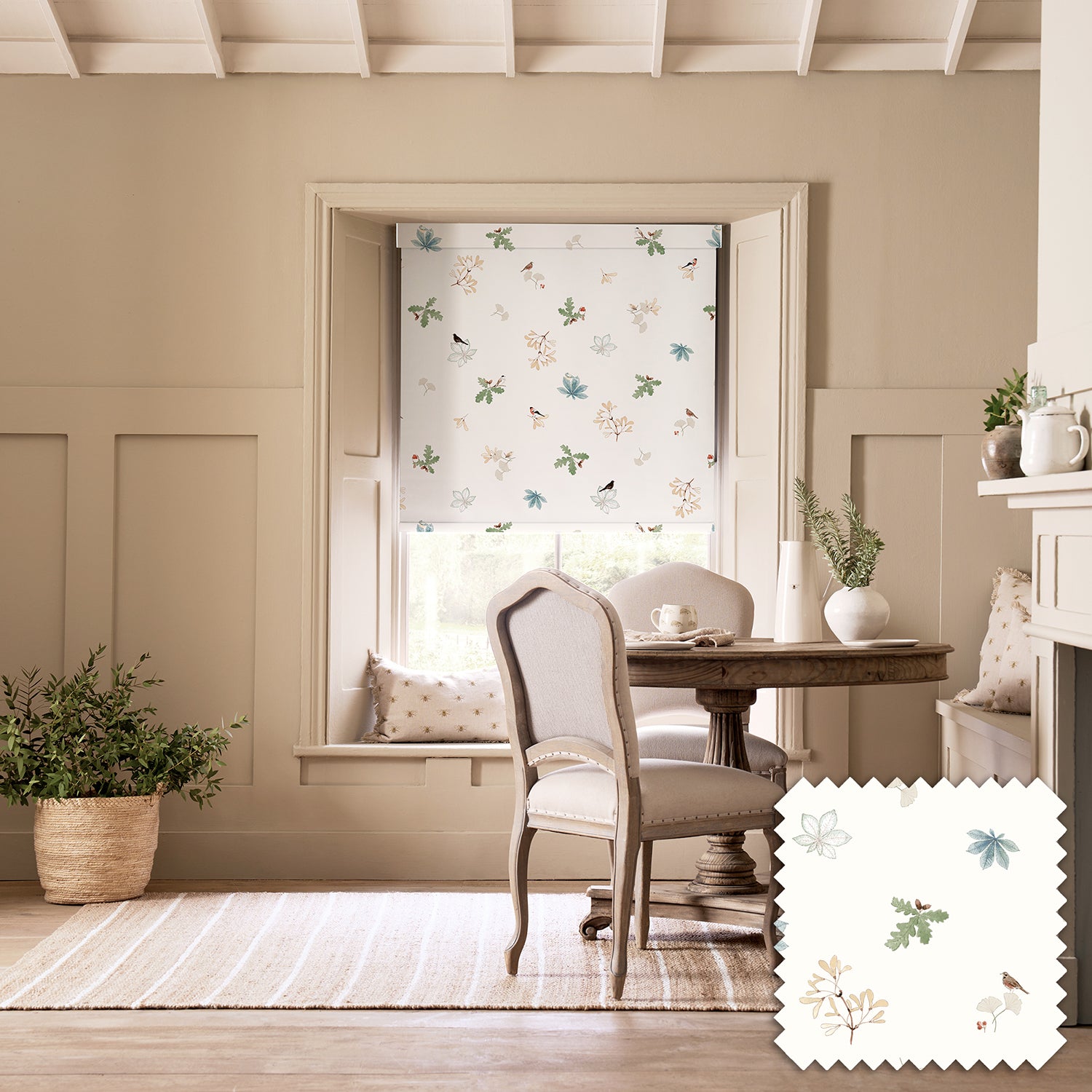 Orchard Birds Off White Made to Measure Roller Blind