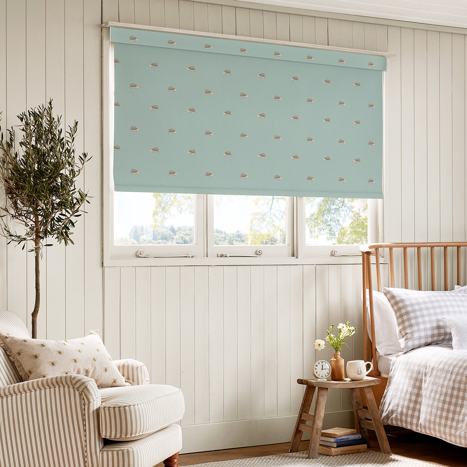 Hedgehogs Pale Mint Blue Made to Measure Roller Blind