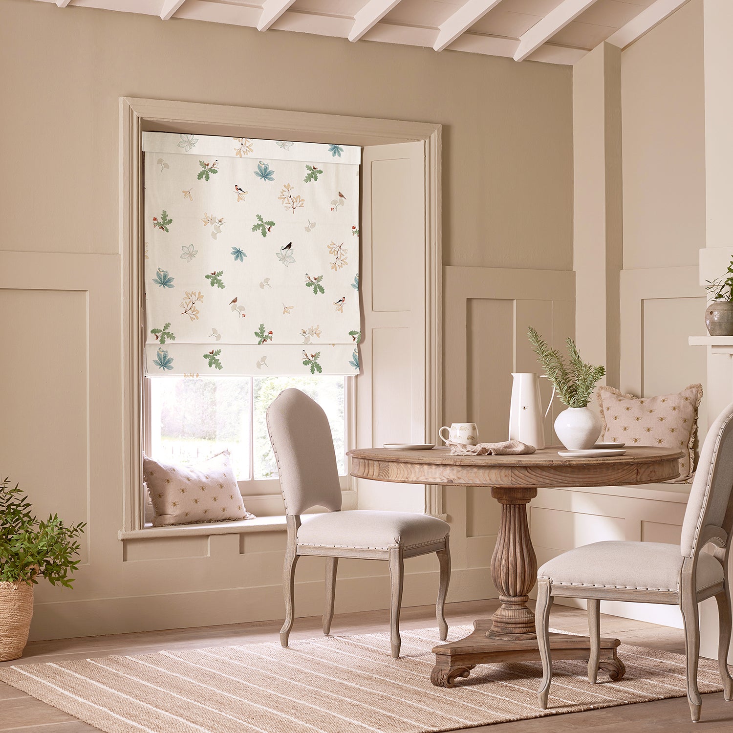 Orchard Birds Off White Made to Measure Roman Blind