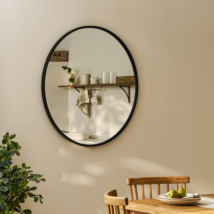 Somerby Black Rim Round Mirror
