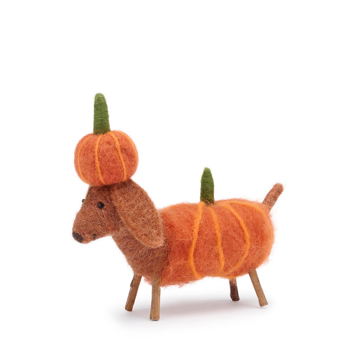 Pumpkin Dog Felt Decoration