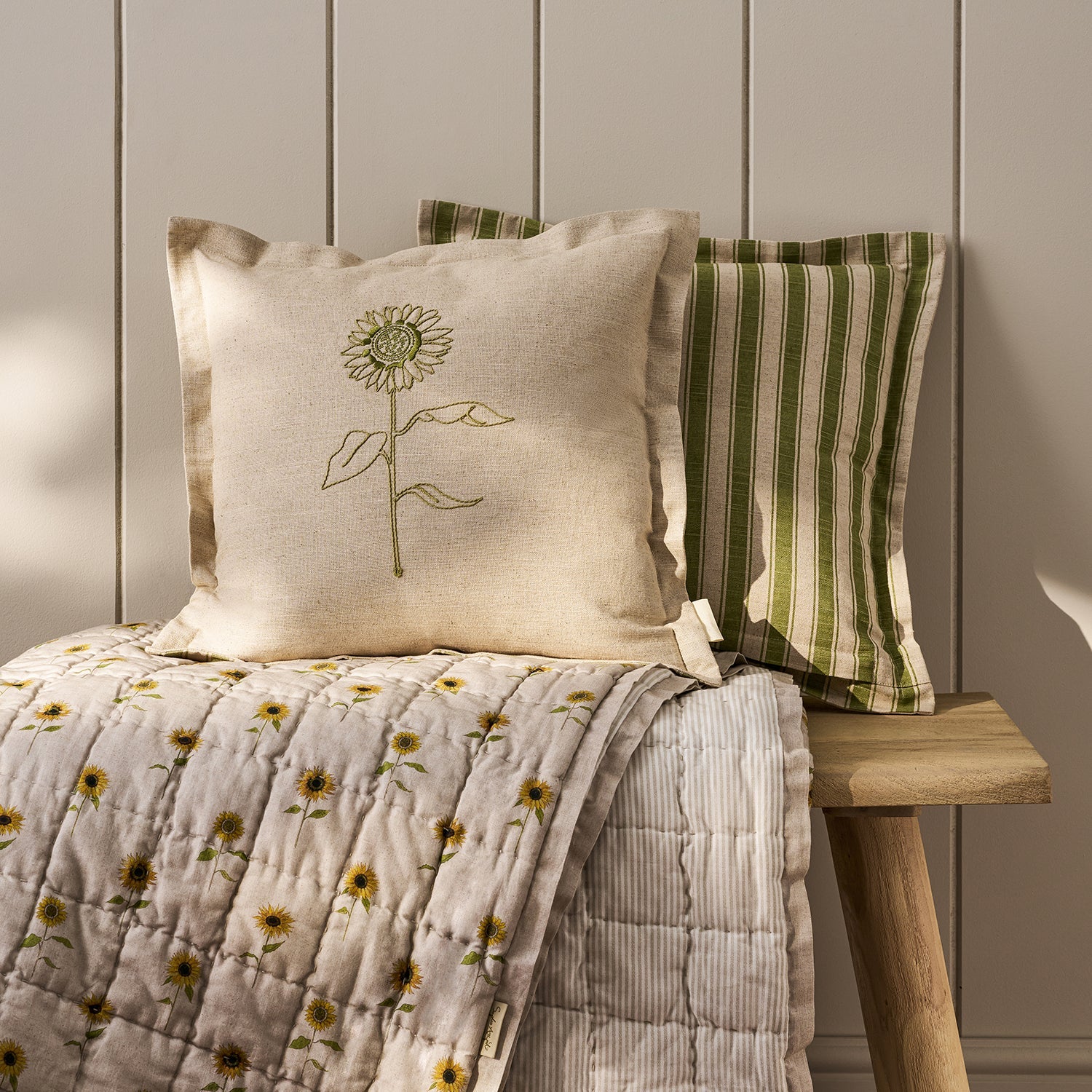 Sunflower Linen Blend Embroidered Cushion