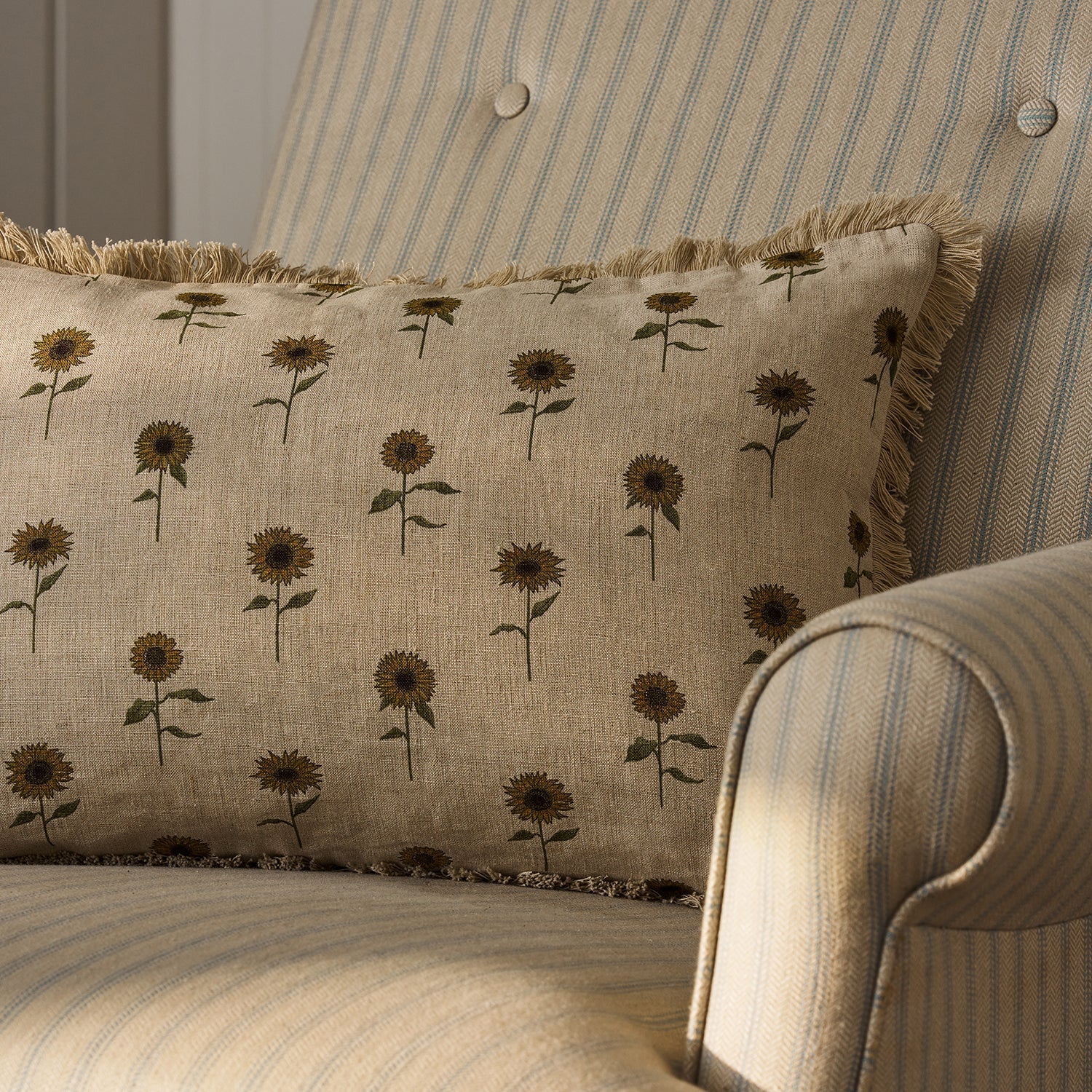 Sunflower Linen Cushion - Rectangular