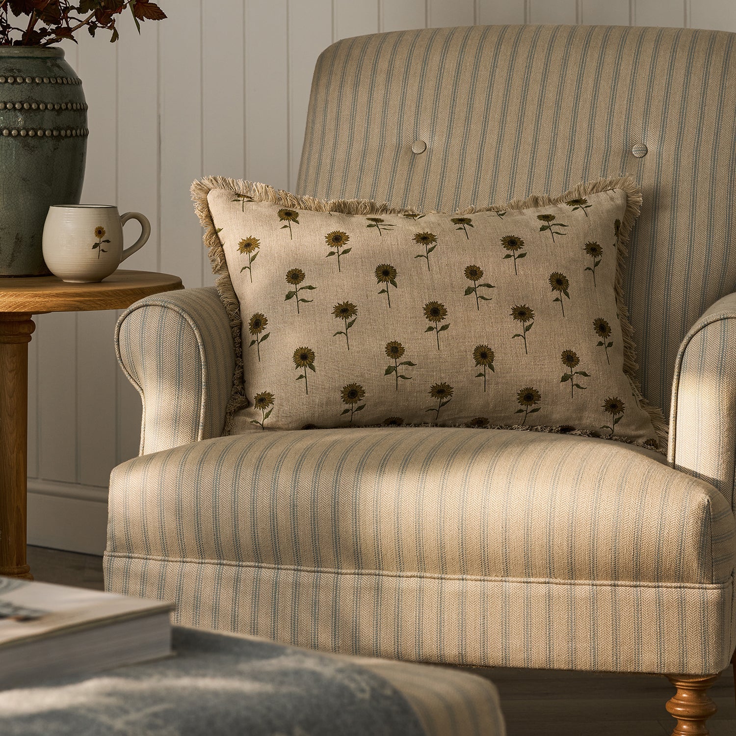Sunflower Linen Cushion - Rectangular