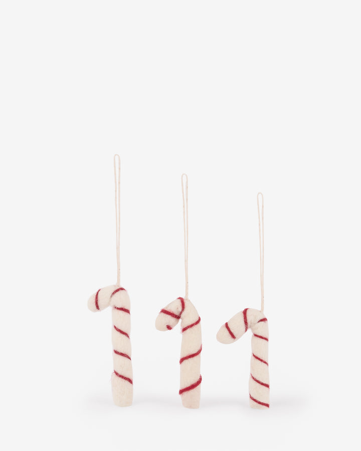 Candy Cane Felt Baubles (Set of 3)