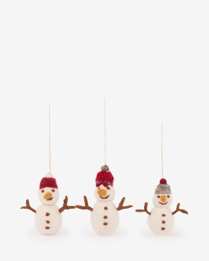 Mini Snowman Felt Baubles (Set of 3)
