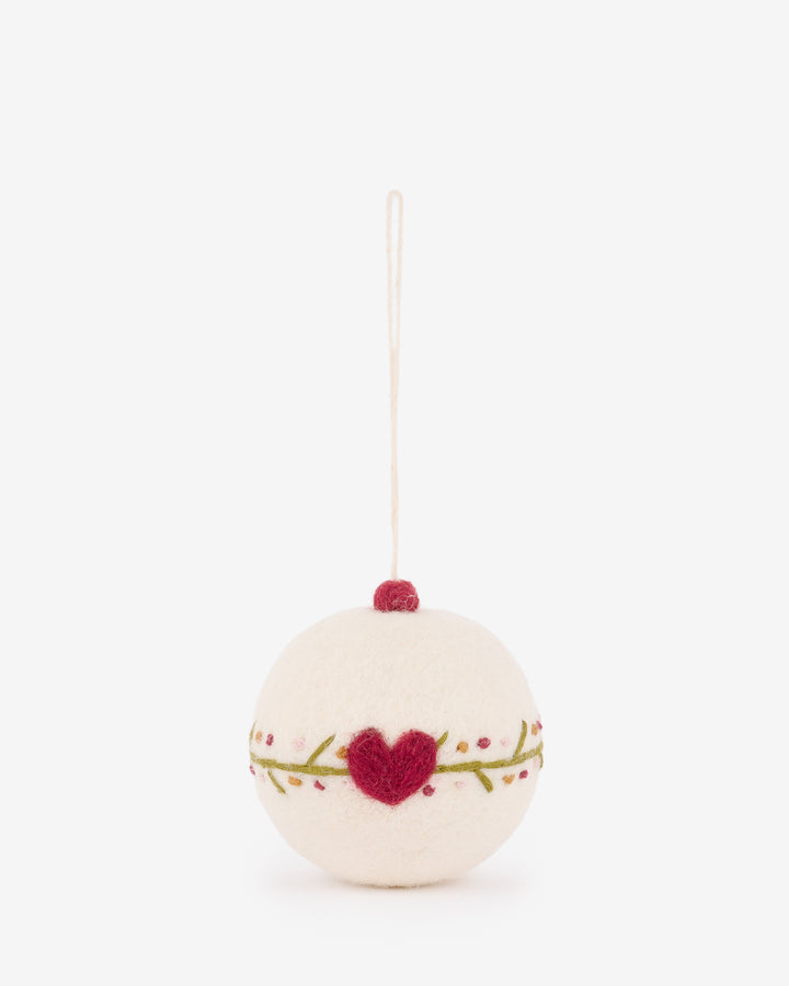 Heart Snowball Felt Bauble