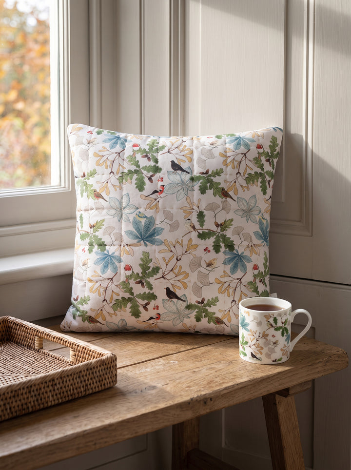 Orchard Birds Quilted Cushion
