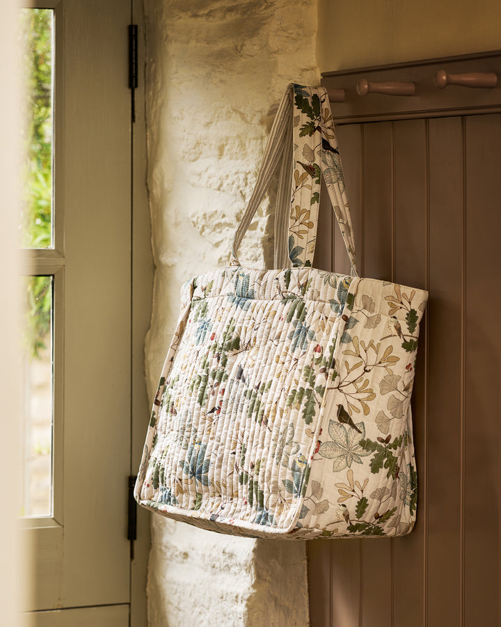 Orchard Birds Reversible Quilted Tote Bag