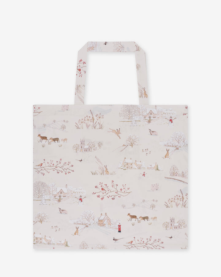 Snowy Village Folding Shopping Bag