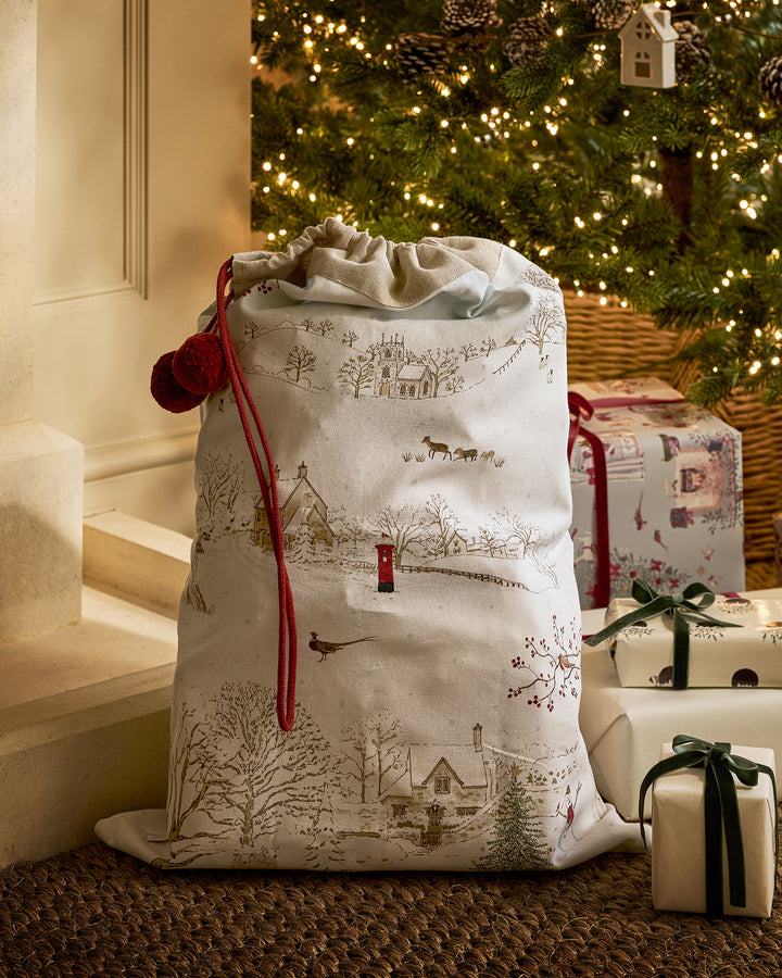 Snowy Village Christmas Sack