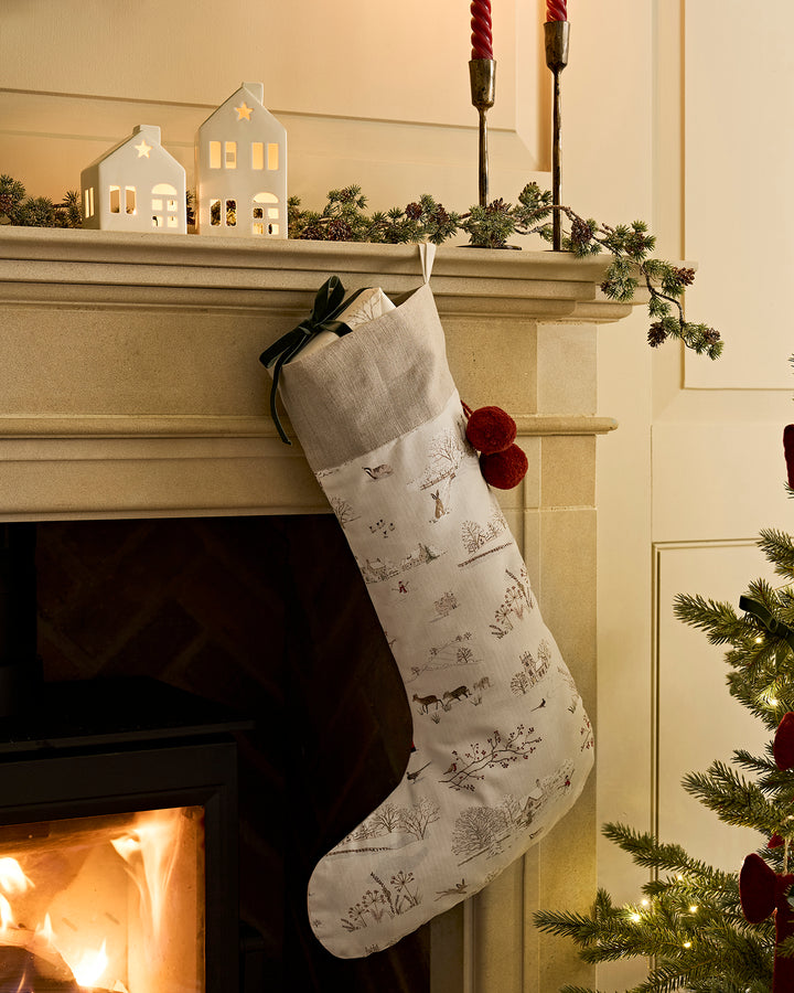 Snowy Village Christmas Stocking