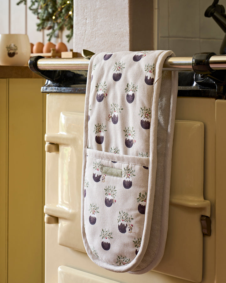 Christmas Puddings Double Oven Glove