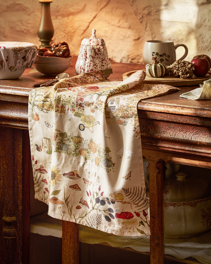 Autumn Forage Scene Tea Towel