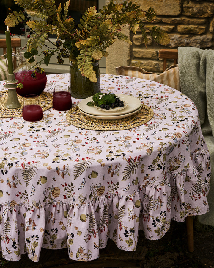Autumn Forage Frill Edge Round Tablecloth