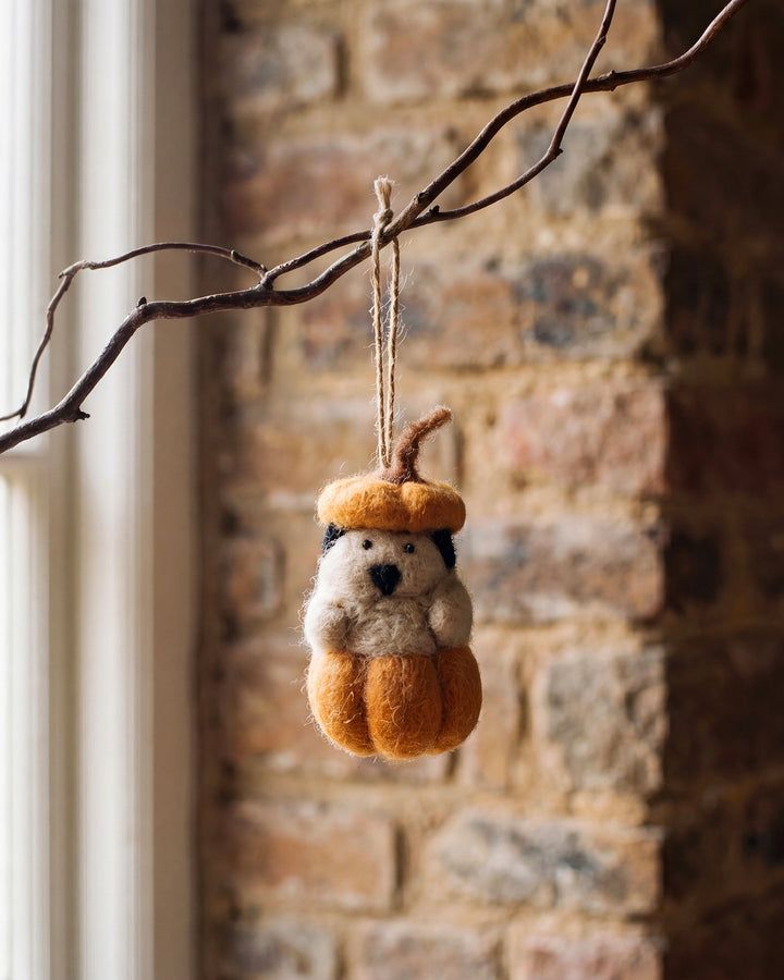 Percy Pumpkin Dog Felt Bauble