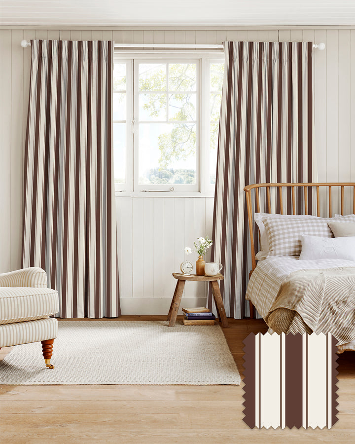 Oundle Chocolate Stripe Made to Measure Curtains