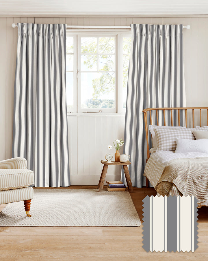 Oundle Oakham Ash Stripe Made to Measure Curtains