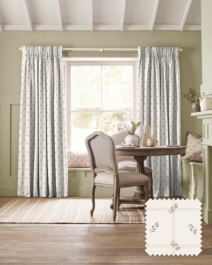Leaf Check Neutral Made to Measure Curtains