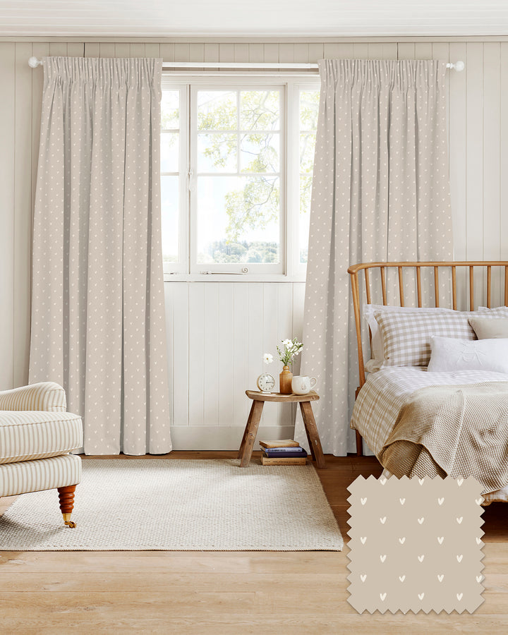 Hearts Oakham Taupe Made to Measure Curtains