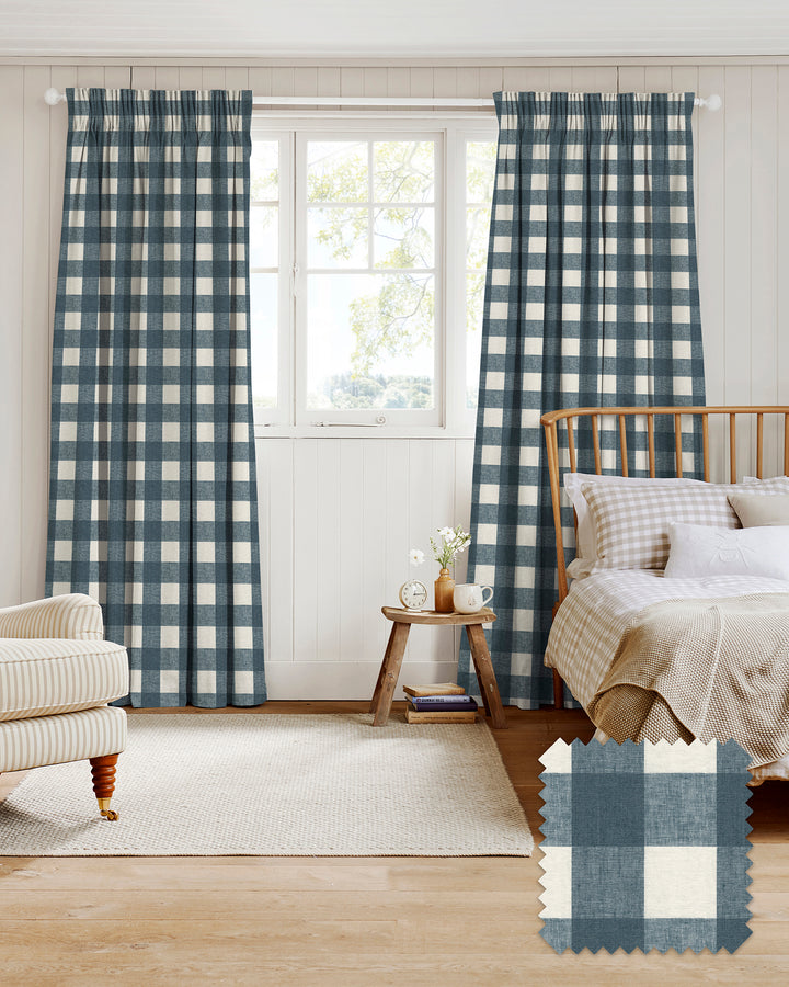 Oundle Navy Gingham Made to Measure Curtains