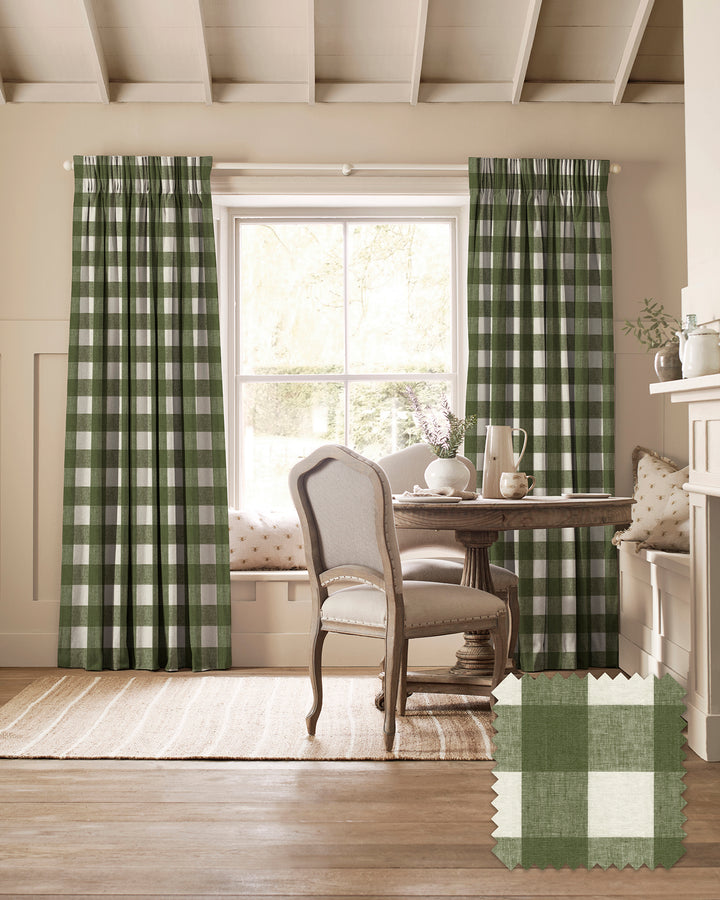 Stamford Green Gingham Made to Measure Curtains