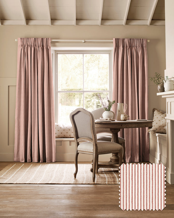 Stamford Rustic Red Stripe Made to Measure Curtains