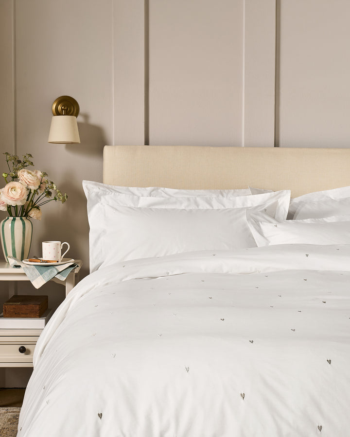 Hearts Embroidered Bedding Set