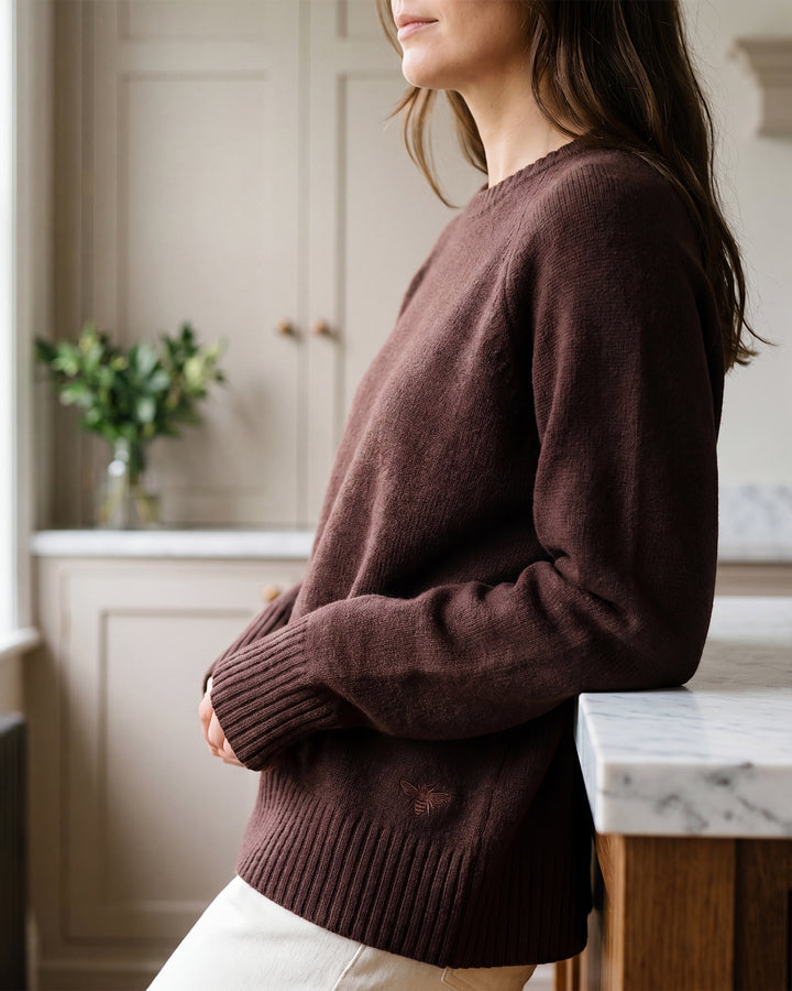 Bees Wool Cashmere Jumper - Chocolate Brown