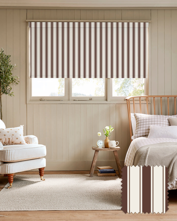 Oundle Chocolate Stripe Made to Measure Roller Blind