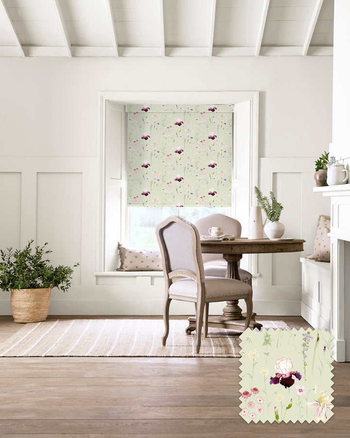 Garden Floral Soft Green Made to Measure Roller Blind