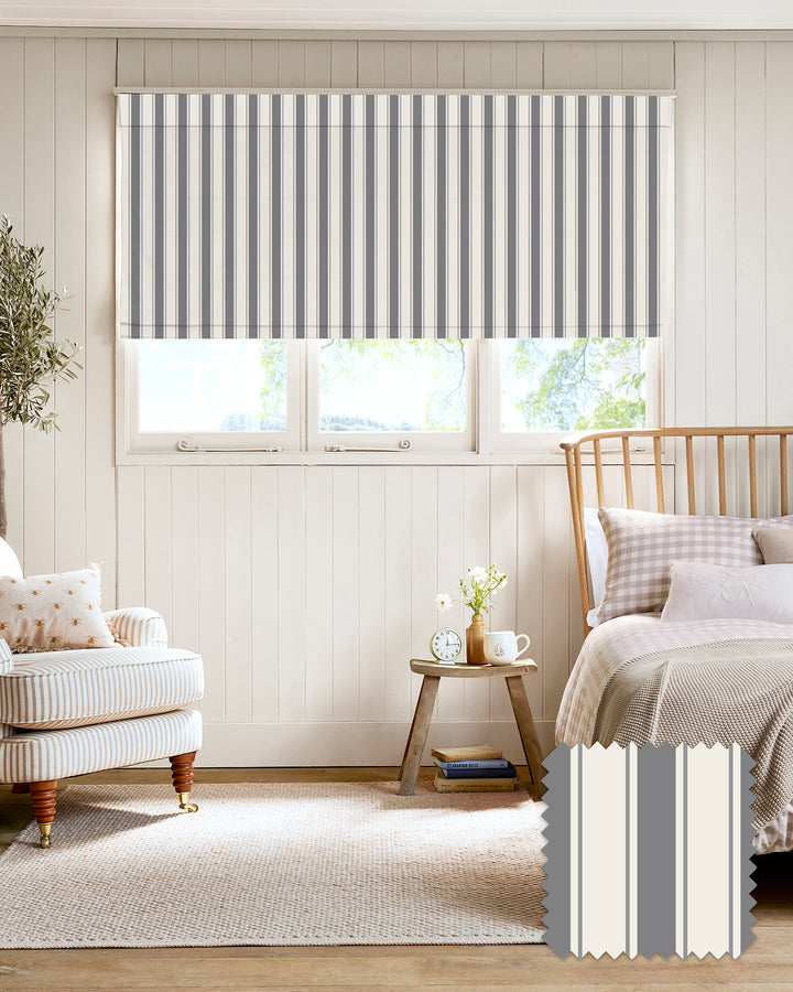 Oundle Oakham Ash Stripe Made to Measure Roman Blind
