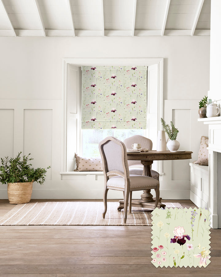 Garden Floral Soft Green Made to Measure Roman Blind