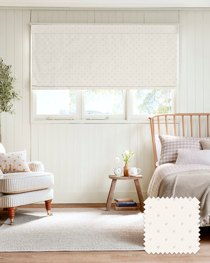 Hearts Neutral Mix Made to Measure Roman Blind