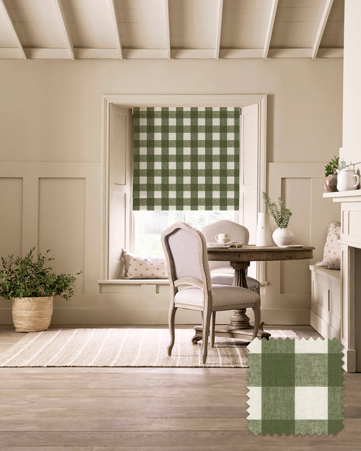 Stamford Green Gingham Made to Measure Roman Blind