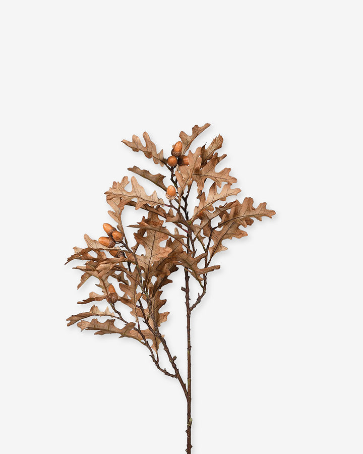 Faux Oak Leaves Branch - Brown