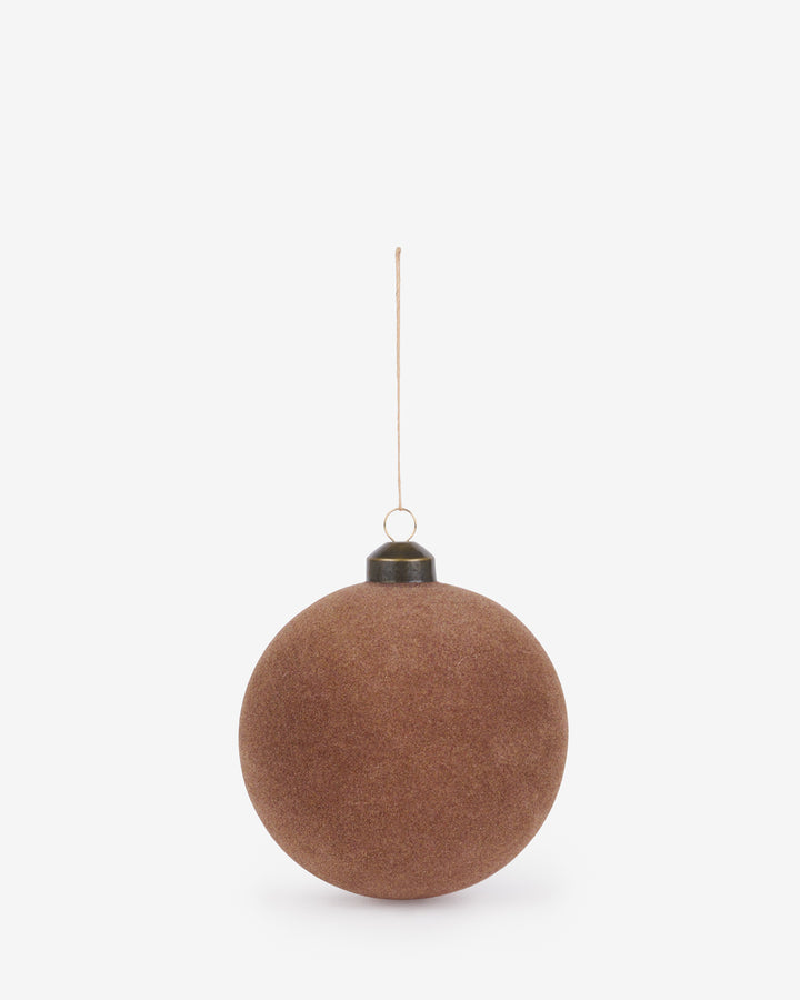 Beige Velvet Glass Bauble