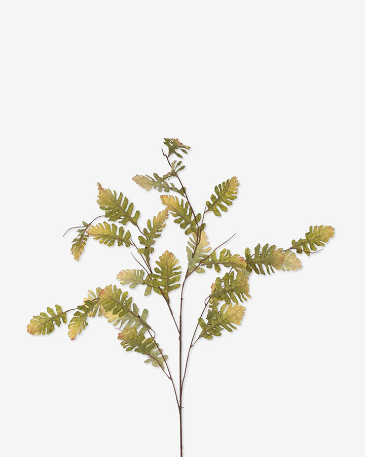 Faux Oak Leaves Branch - Green