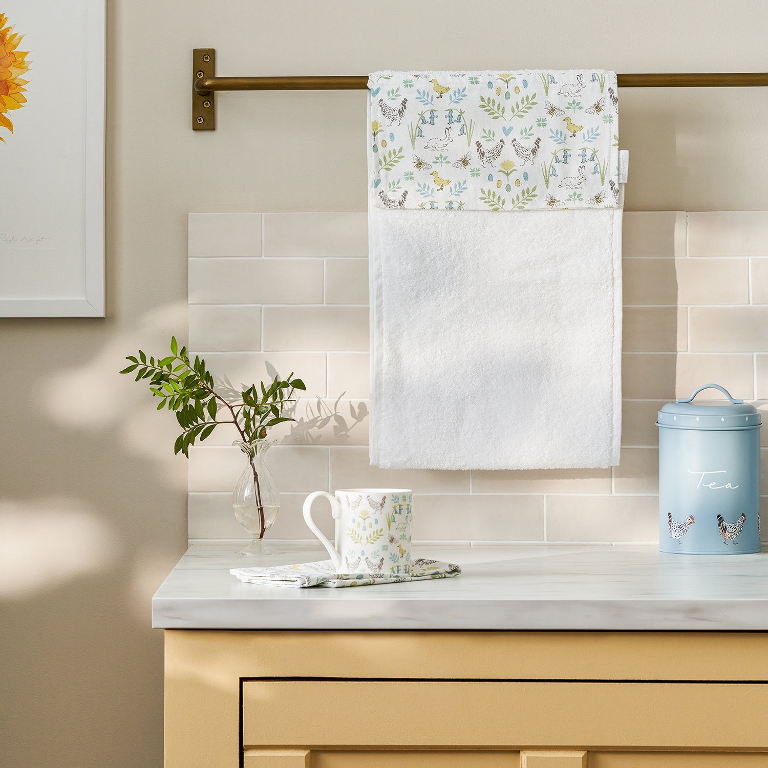 Spring Chicken Roller Hand Towel by Sophie Allport
