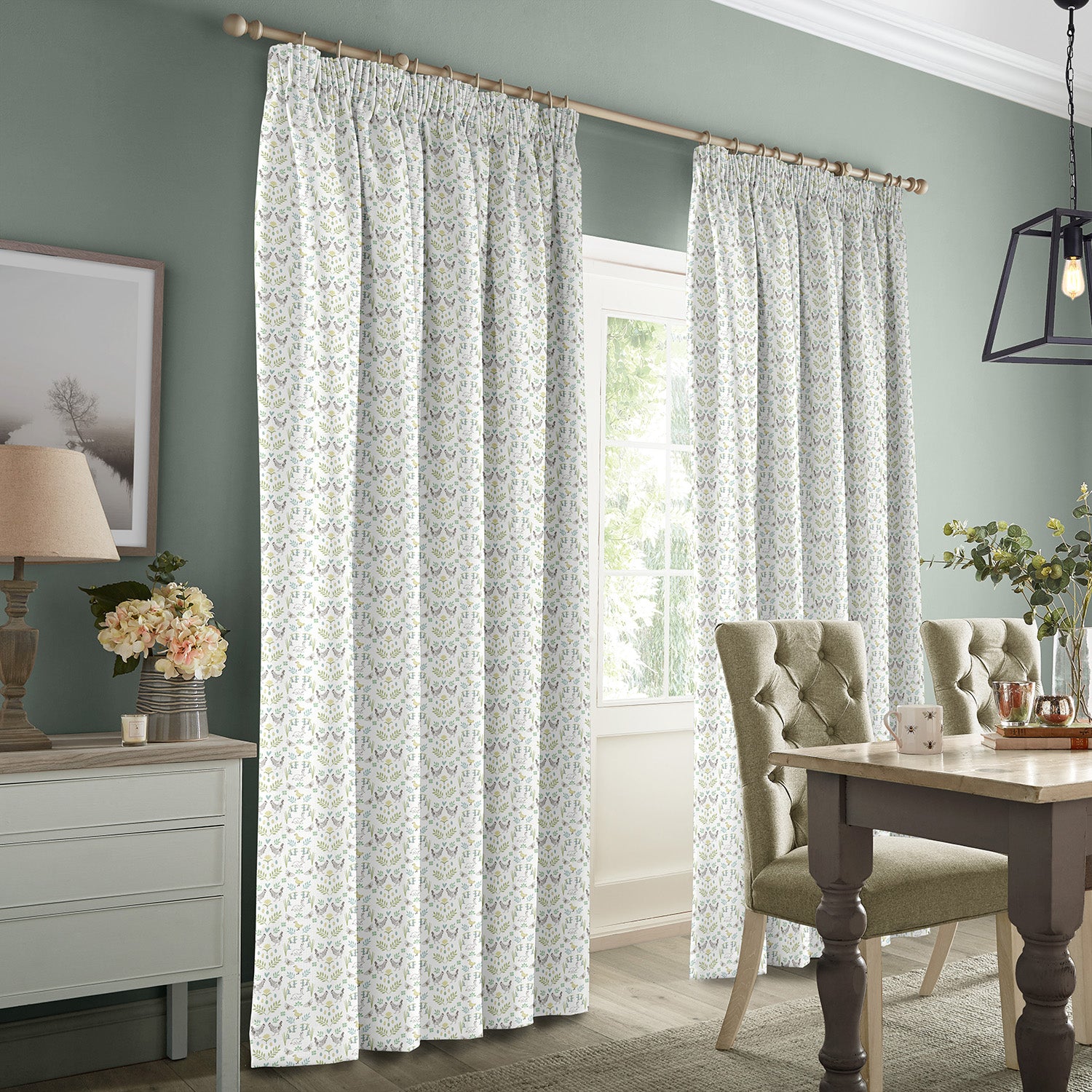 Spring Chicken White Made to Measure Curtains